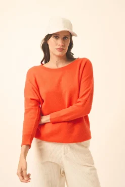 REBECCA pull col rond orange