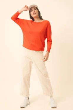 REBECCA pull col rond orange