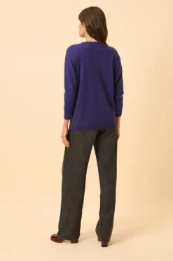 REBECCA pull col rond purple