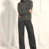 ROMANE pull col roulé anthracite chiné