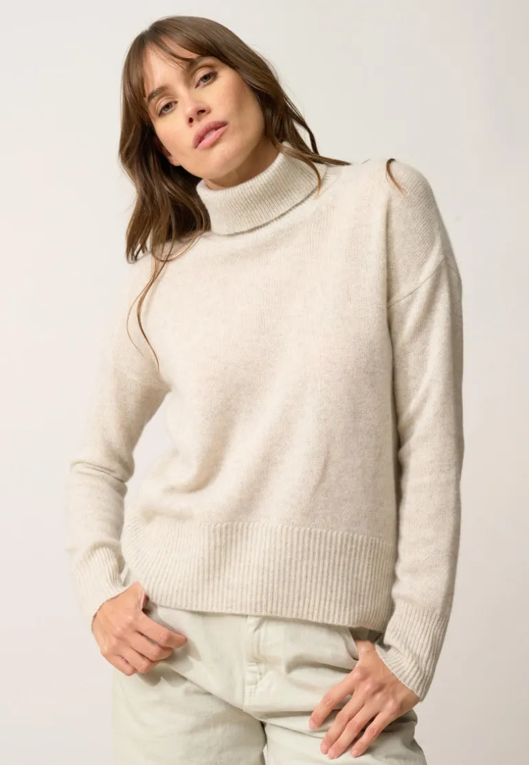 ROMANE pull col roulé gris perle chiné