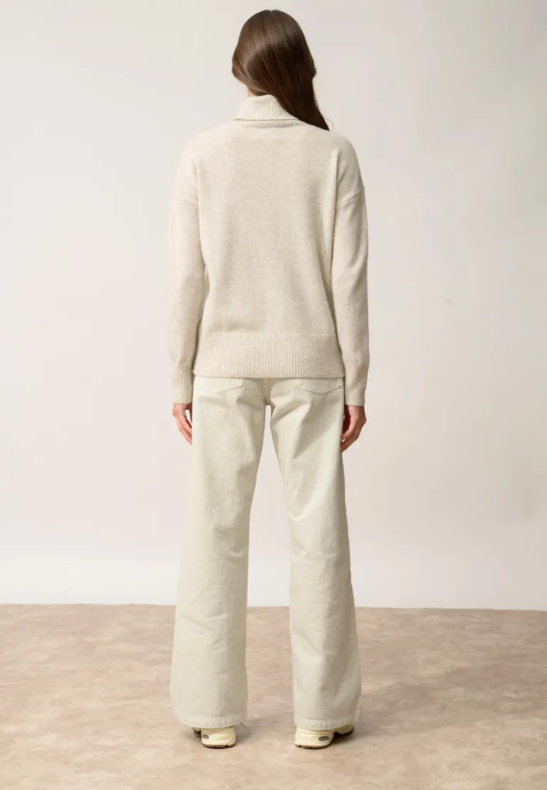 ROMANE pull col roulé gris perle chiné