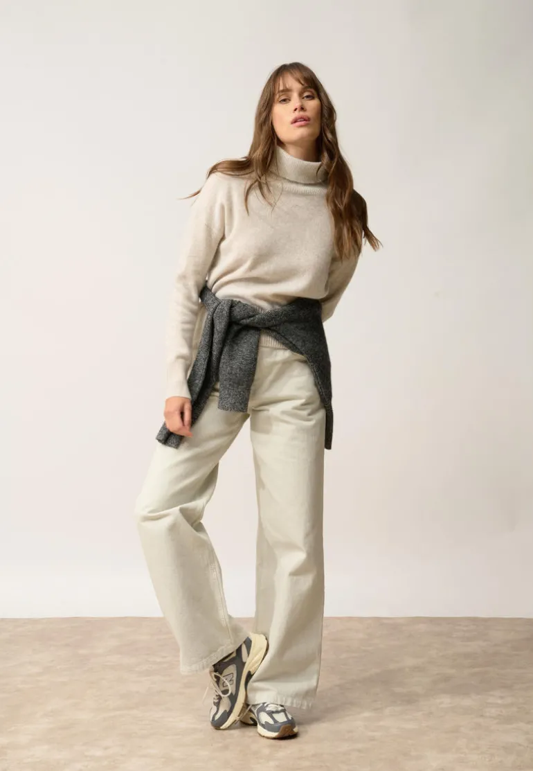ROMANE pull col roulé gris perle chiné