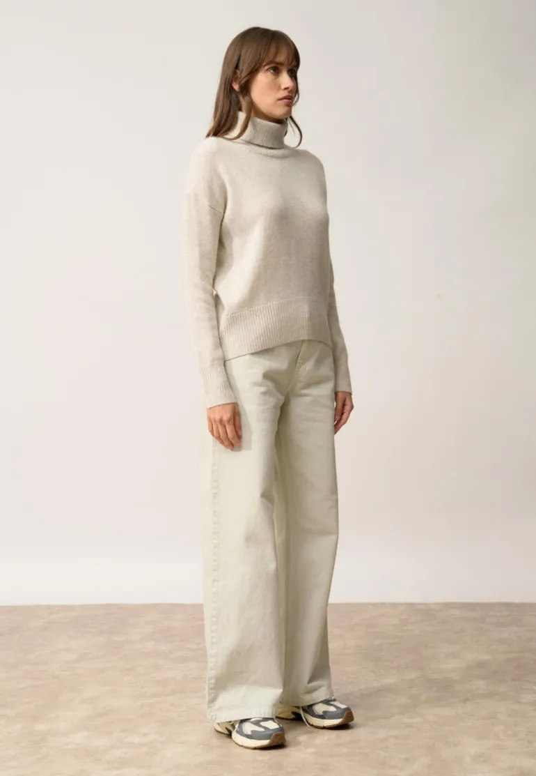 ROMANE pull col roulé gris perle chiné