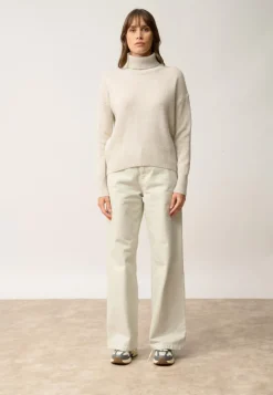 ROMANE pull col roulé gris perle chiné