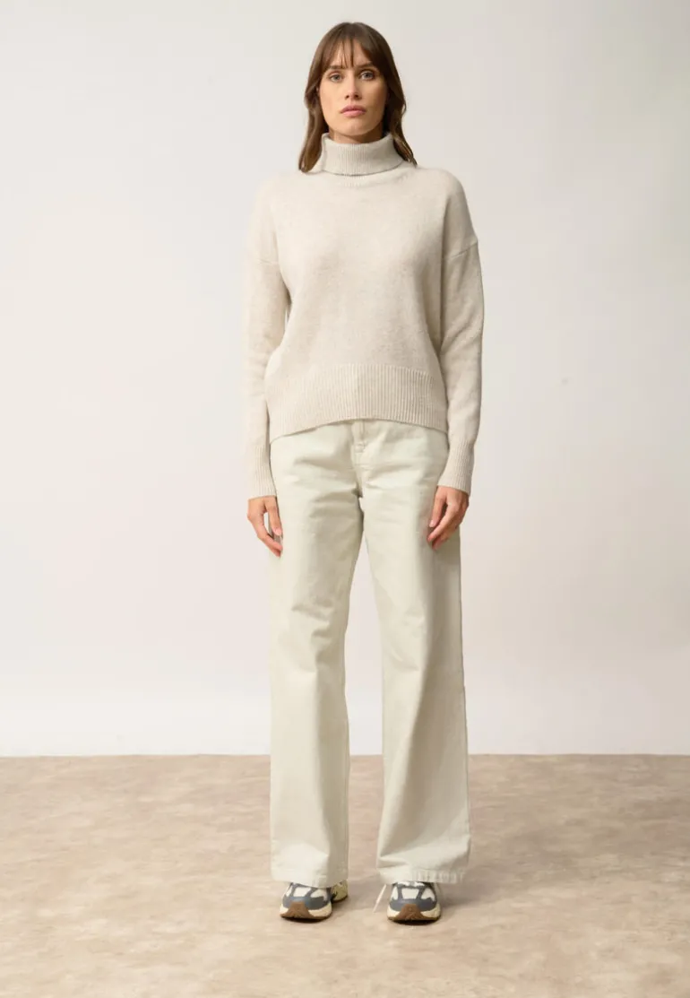 ROMANE pull col roulé gris perle chiné
