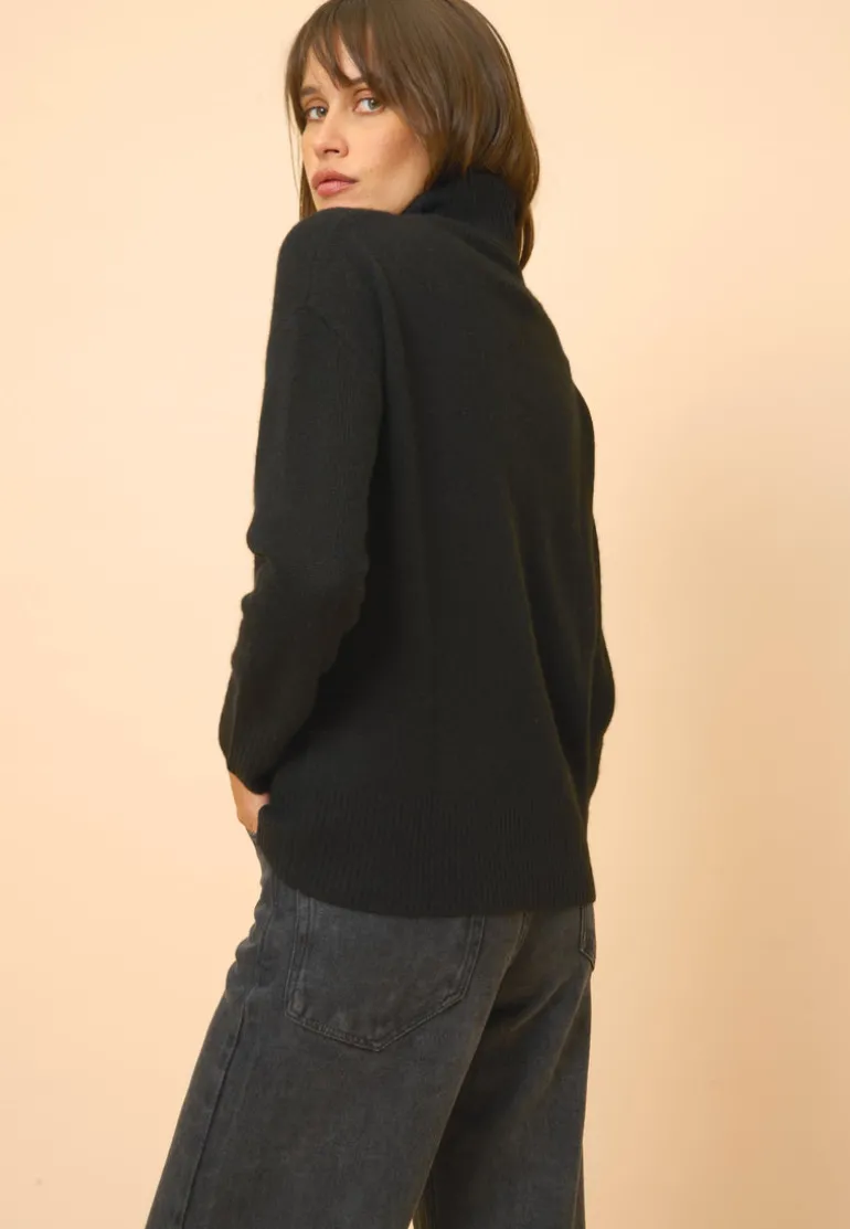 ROMANE pull col roulé noir
