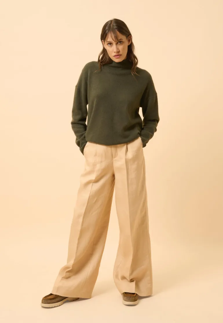 ROMY pull col montant kaki