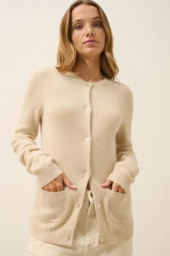 ROSE cardigan col rond avoine