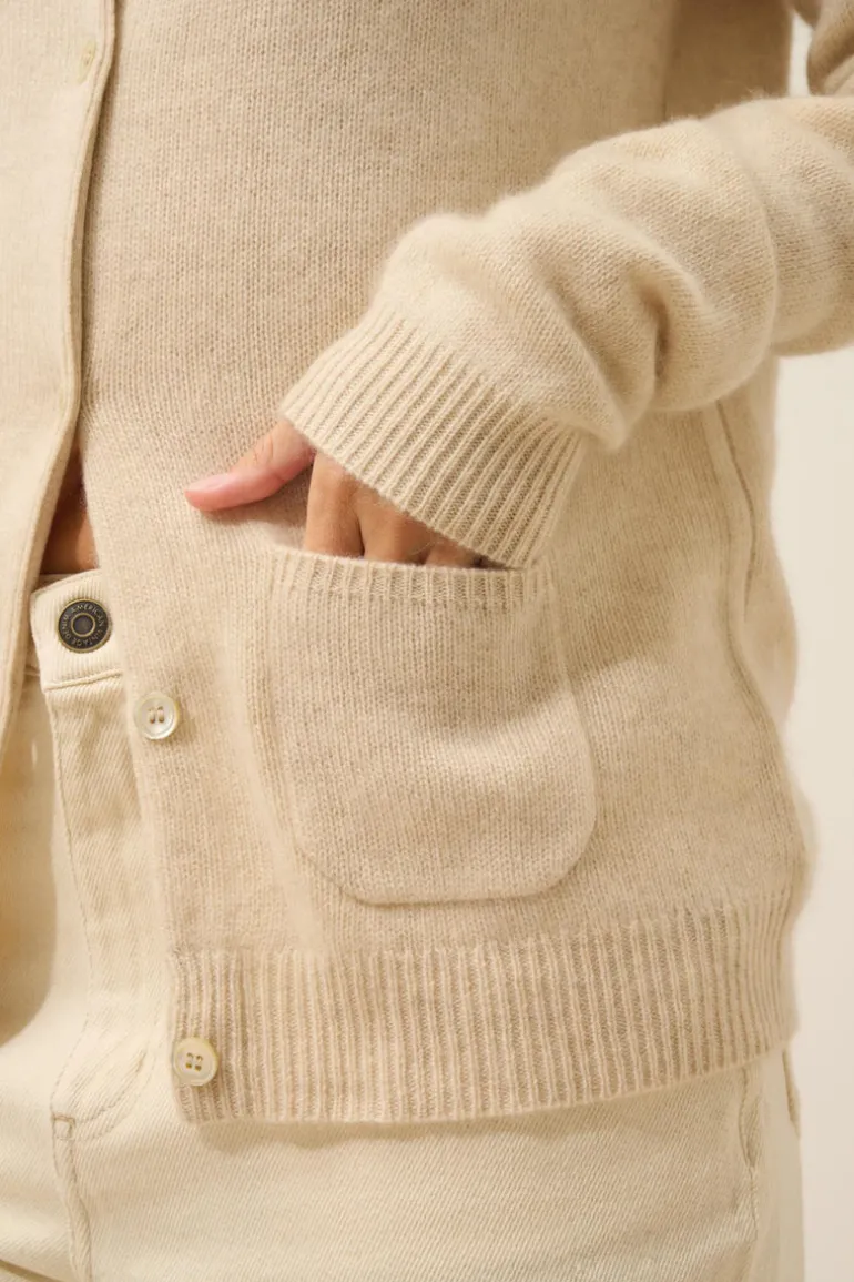 ROSE cardigan col rond avoine