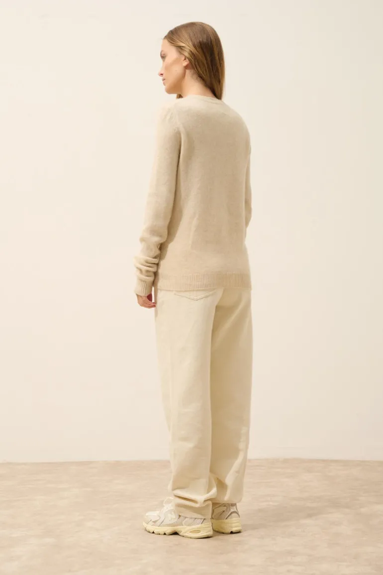 ROSE cardigan col rond avoine