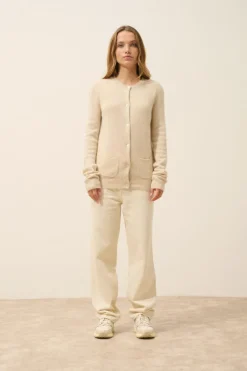 ROSE cardigan col rond avoine