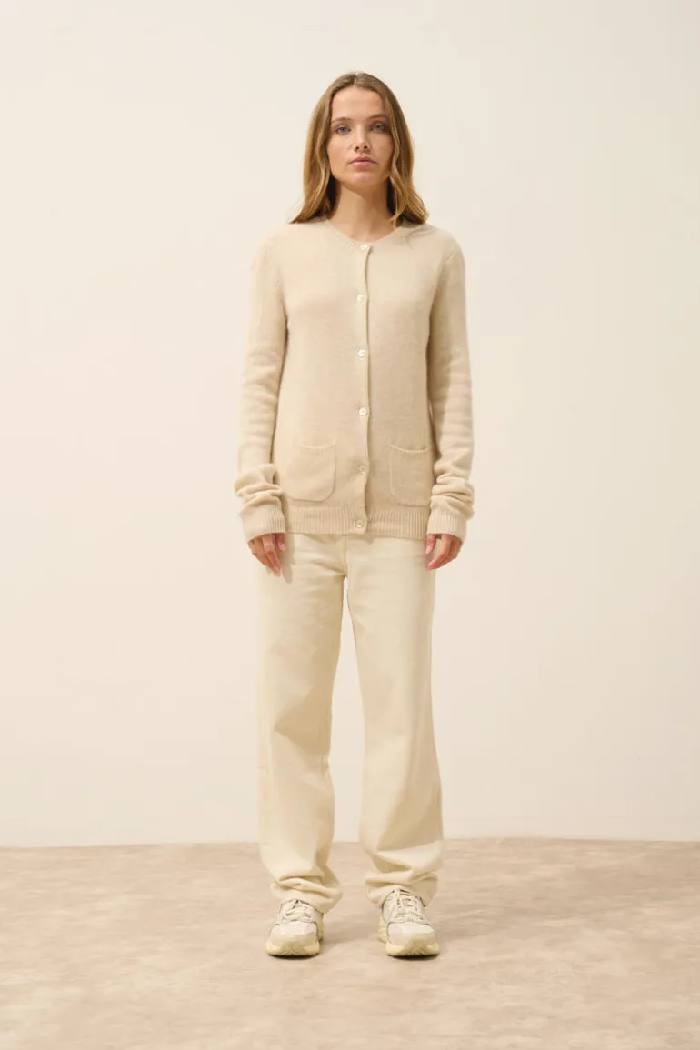 ROSE cardigan col rond avoine