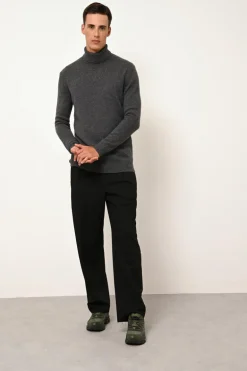 SACHA pull col roulé anthracite chiné