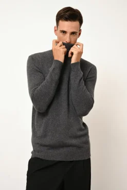 SACHA pull col roulé anthracite chiné