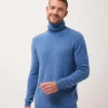SACHA pull col roulé bleu denim