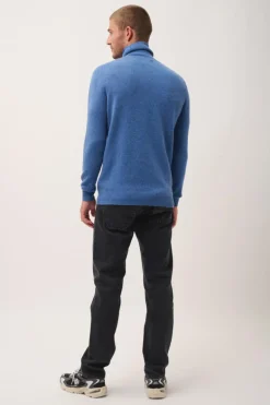 SACHA pull col roulé bleu denim