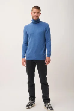 SACHA pull col roulé bleu denim