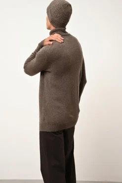 SACHA pull col roulé taupe chiné