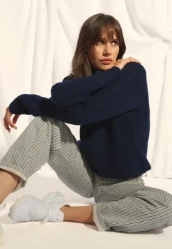 SARAH pull col rond navy