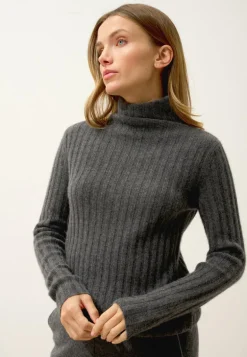 SUNNEVA pull col montant anthracite chiné