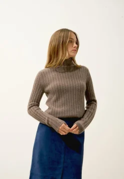 SUNNEVA pull col montant taupe chiné