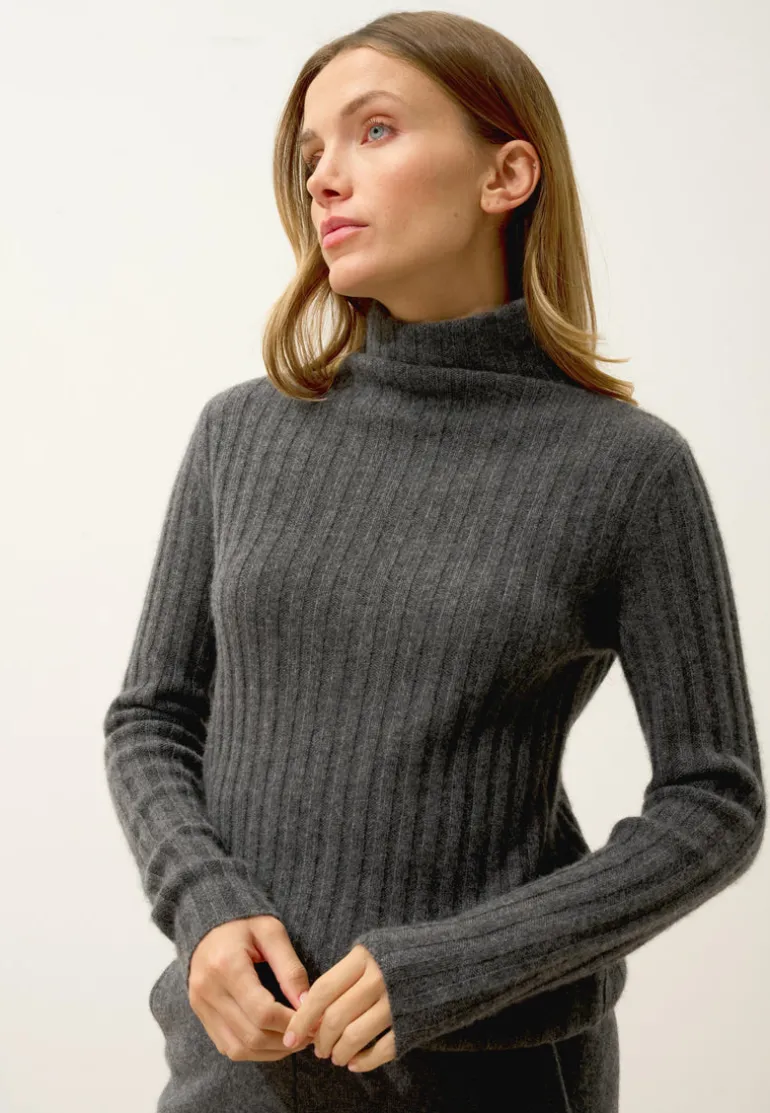 SUNNEVA pull col montant anthracite chiné