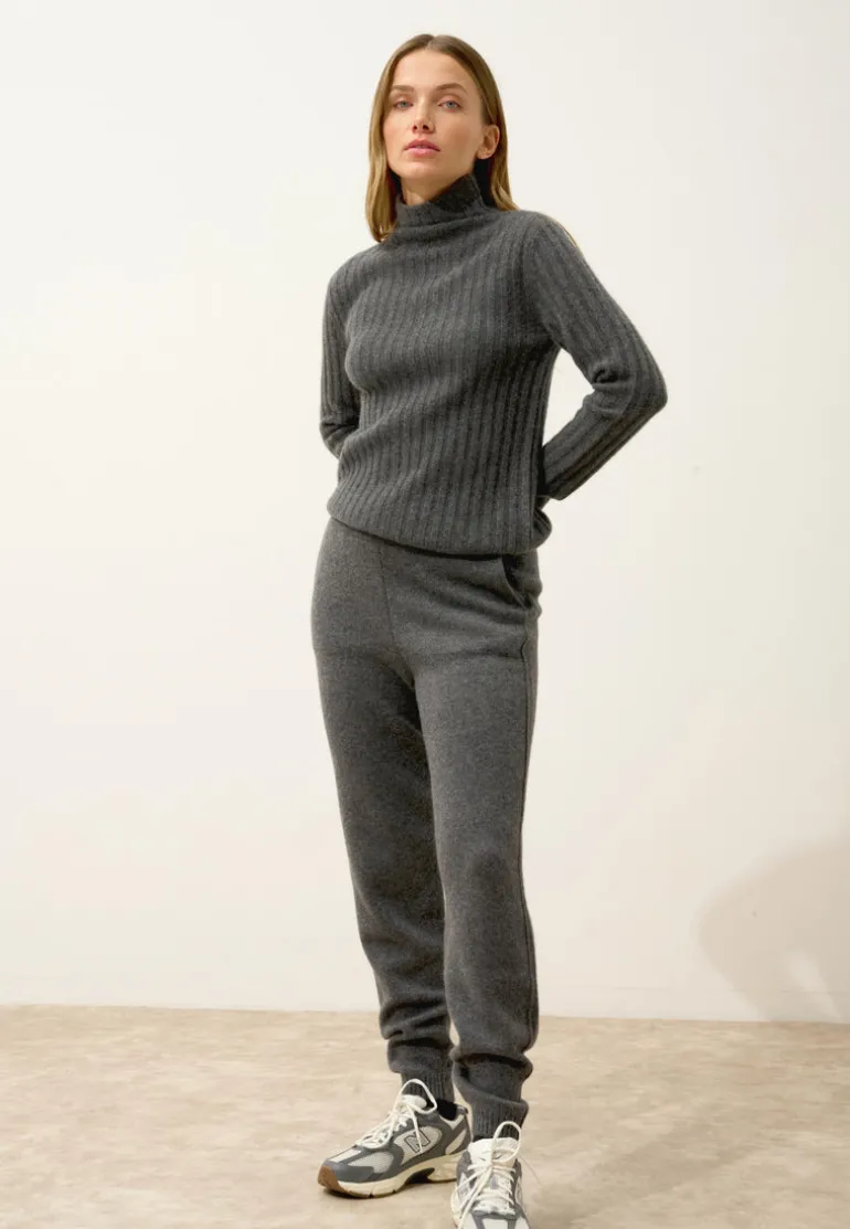 SUNNEVA pull col montant anthracite chiné
