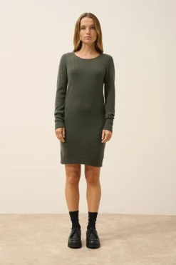 SUSAN robe col rond kaki chiné