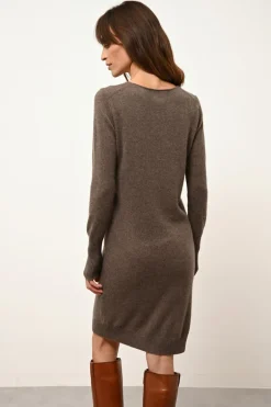 SUSAN robe col rond taupe chiné