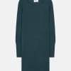SUSAN robe col rond vert canard chiné