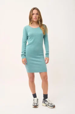 SUSAN robe col rond vert chiné