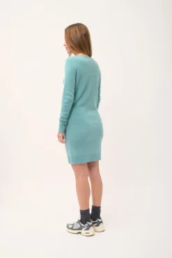 SUSAN robe col rond vert chiné