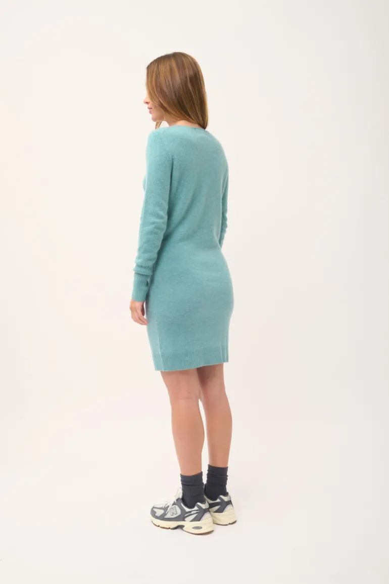 SUSAN robe col rond vert chiné