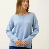 TESS pull col rond bleu ciel chiné