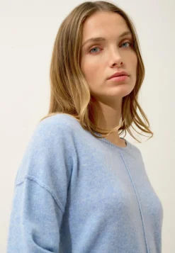 TESS pull col rond bleu ciel chiné