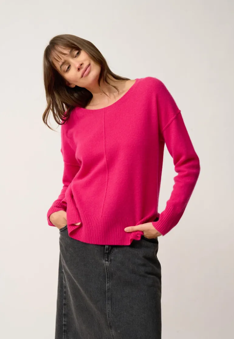 TESS pull col rond fuchsia