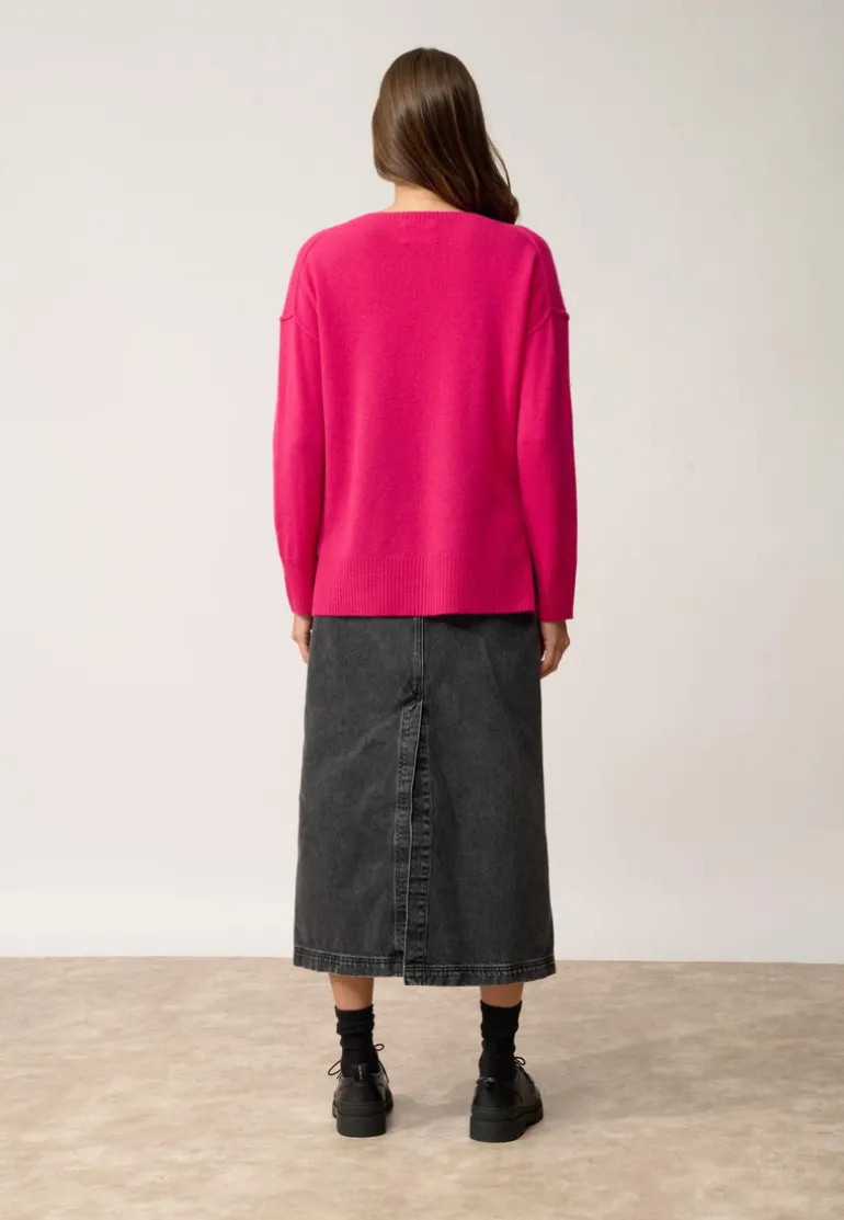TESS pull col rond fuchsia