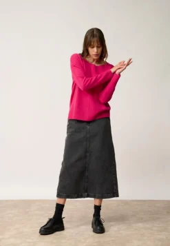 TESS pull col rond fuchsia