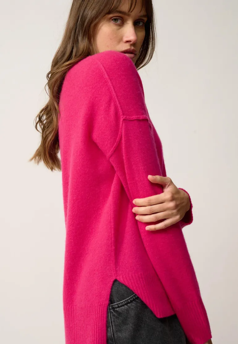 TESS pull col rond fuchsia