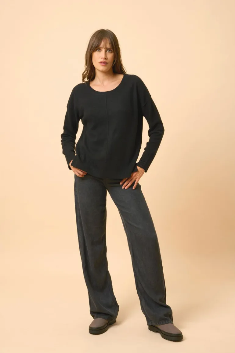 TESS pull col rond noir