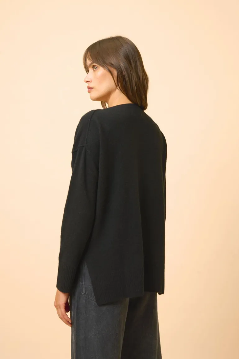 TESS pull col rond noir