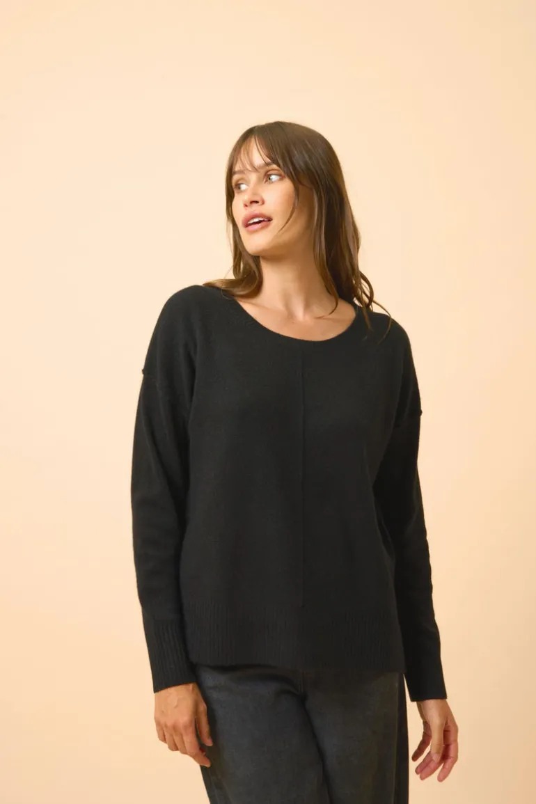TESS pull col rond noir