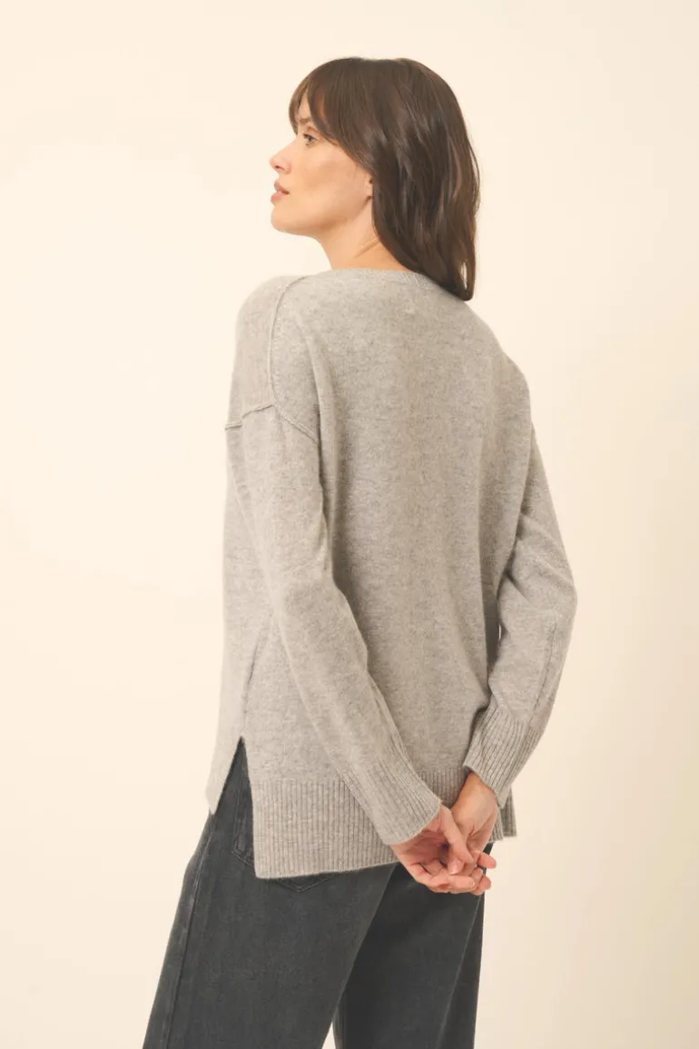 TESS pull col rond nuage chiné