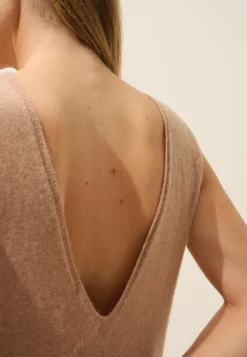 TESSA robe col v camel chiné