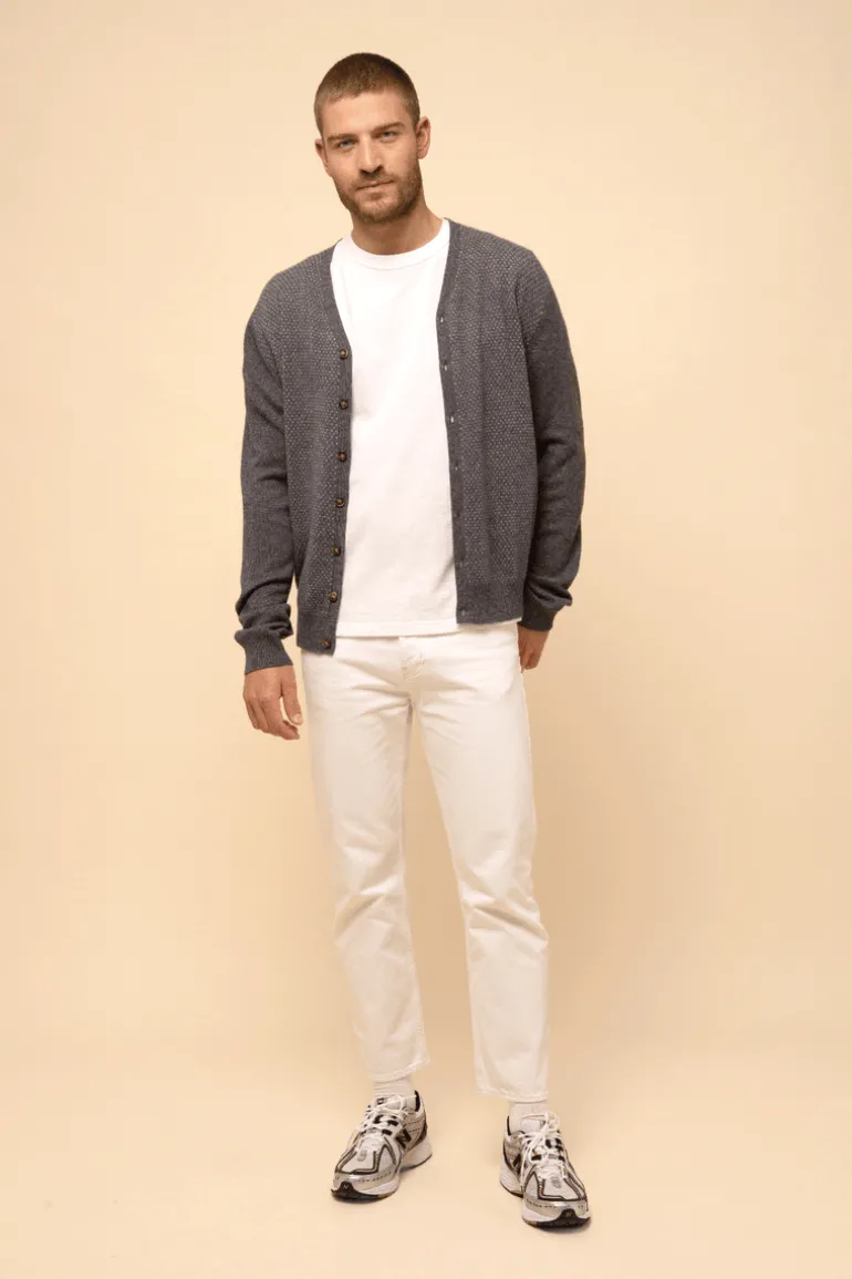 THEA cardigan col v anthracite chiné