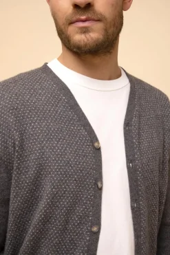 THEA cardigan col v anthracite chiné