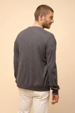 THEA cardigan col v anthracite chiné