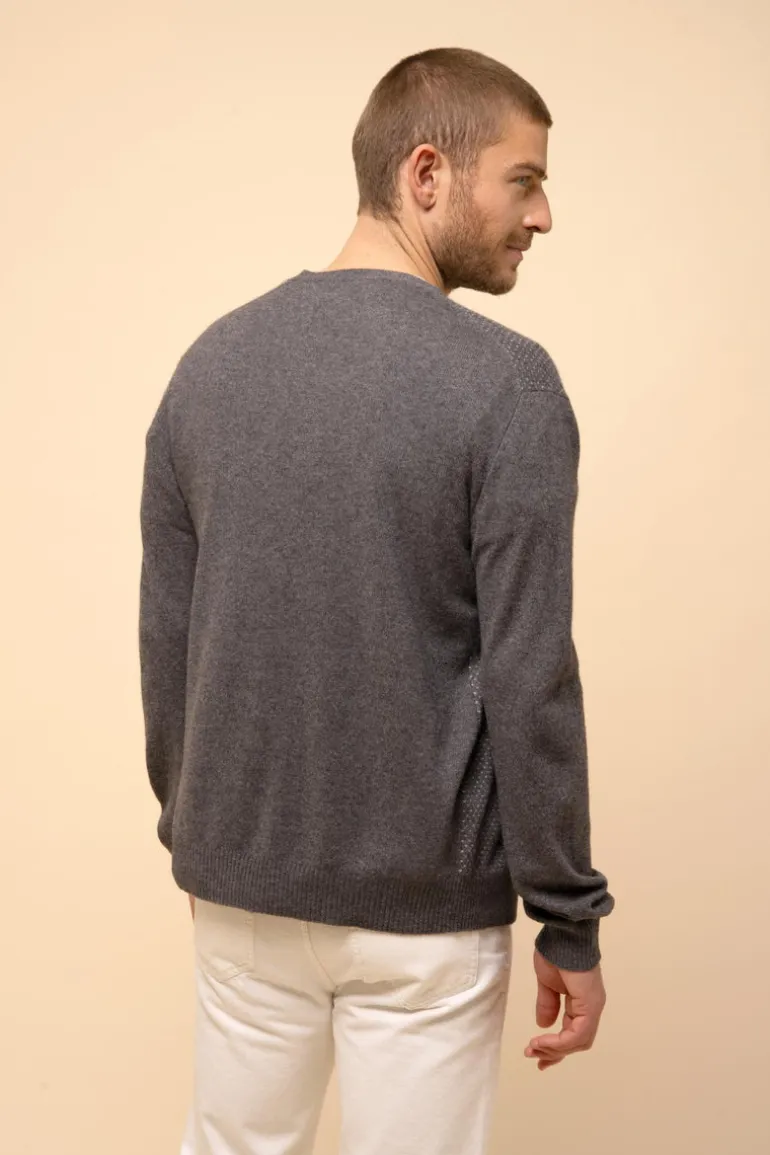 THEA cardigan col v anthracite chiné