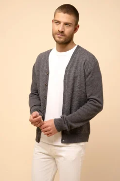 THEA cardigan col v anthracite chiné